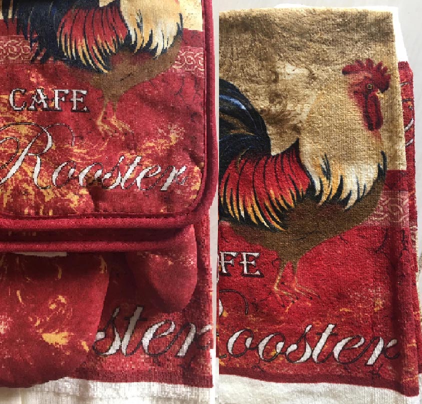 7pc Kitchen Towel Set Red Farm Rooster